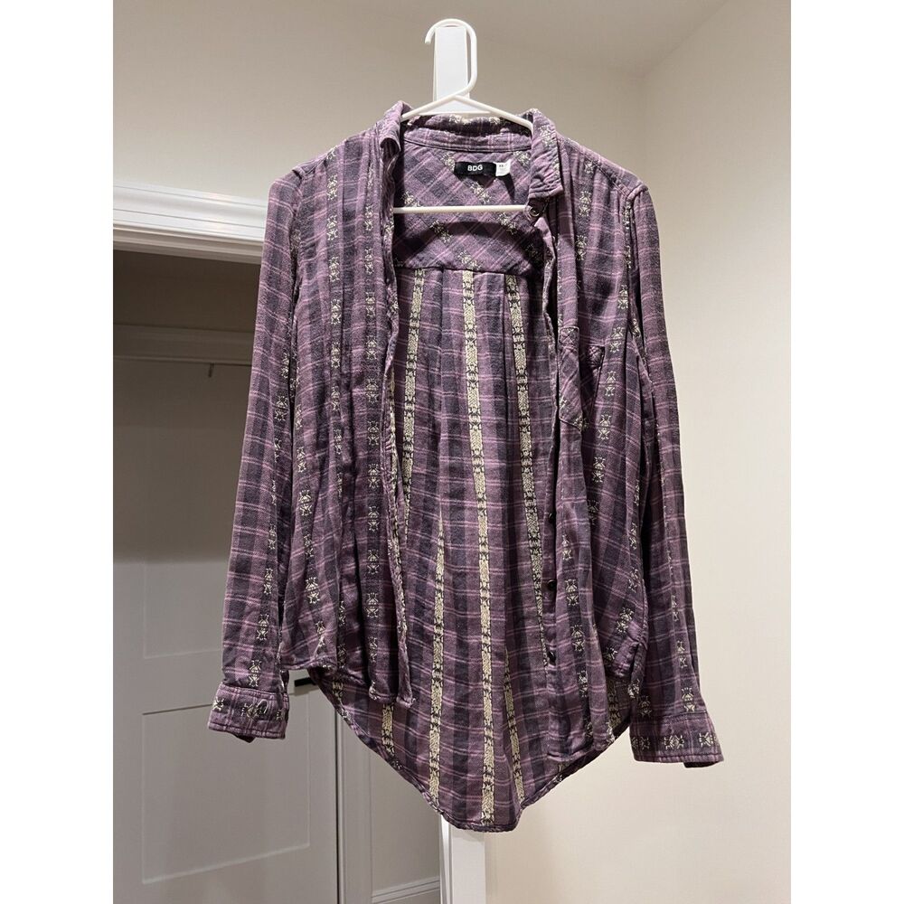 Women's BDG Purple Plaid Button Down in size XS NWOT